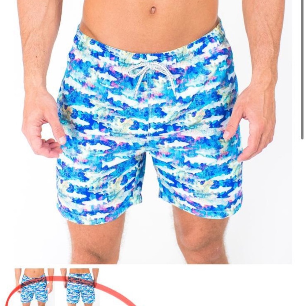 MICHAELS SWIMWEAR MEN'S FISH BLUE SWIM TRUNK Size XXL - Picture 2 of 11